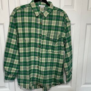 White Birch Forest Green and Cream Plaid Button Down Shirt